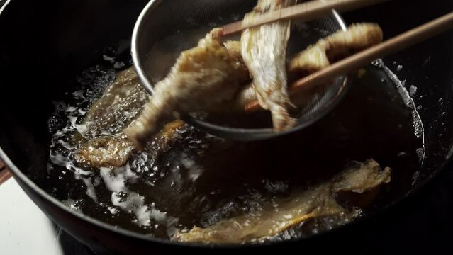 Old-fashioned family fast food dry fried small yellow croaker