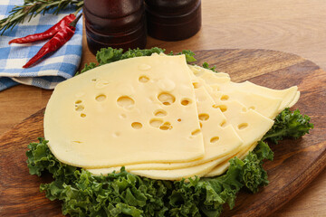 Sliced maasdam cheese for breakfast