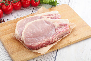 Raw pork t-bone steak for grill