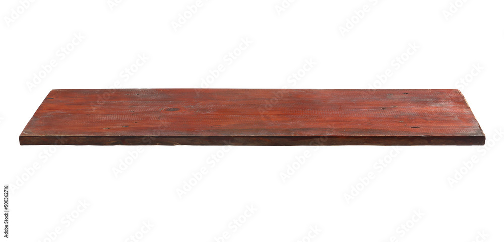 Wall mural wooden wall shelf (with clipping path) isolated on white background