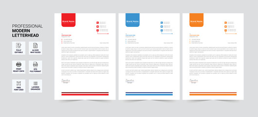 Corporate modern letterhead design template with yellow, blue, green and red color. creative modern letterhead design. letterhead, letter head, Business letterhead design.