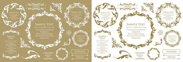 デザイン素材。アンティークな飾り罫のセット。	