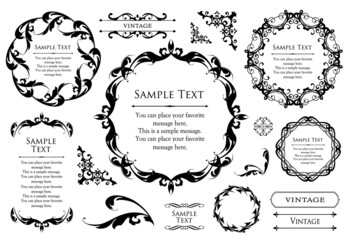 デザイン素材。アンティークな飾り罫のセット。	