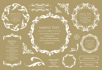 デザイン素材。アンティークな飾り罫のセット。	