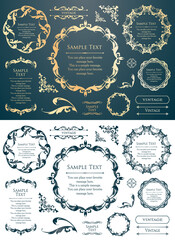デザイン素材。アンティークな飾り罫のセット。	