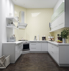 modern kitchen interior.