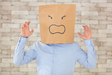 man with a bag on his head