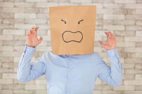 man with a bag on his head