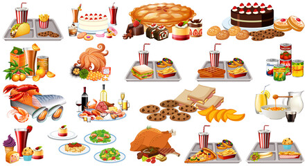 Foods and beverages set