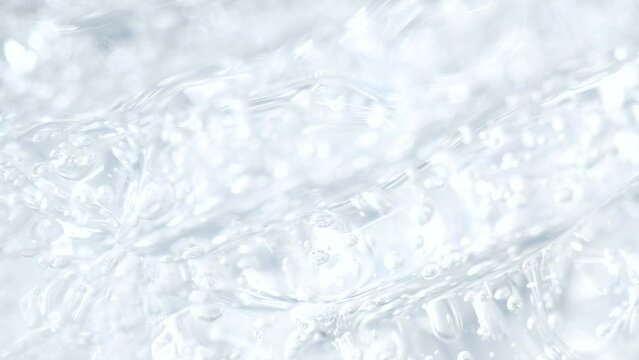 Macro white transparent cosmetic serum gel, cream, fluid texture with air bubble