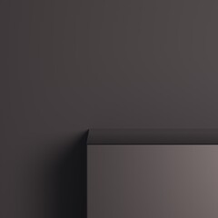 black cosmetic podium, display mockup. dark metallic color. Minimal abstract geometric, studio layout for product