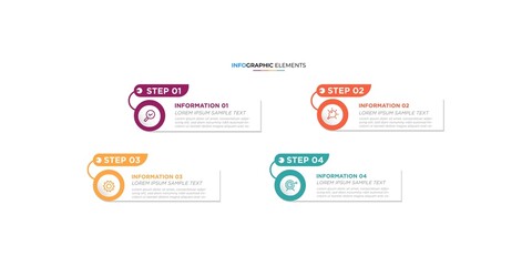 Infographic vector design template with icons and 4 options or steps. Can be used for process diagram, presentations, workflow layout, banner, flow chart. Eps10
