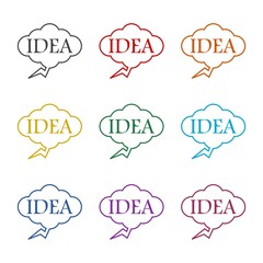 Idea, speech bubble icon color set