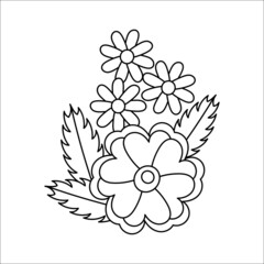 Coloring page for children. Stylized Flower with leaves. Vector illustration