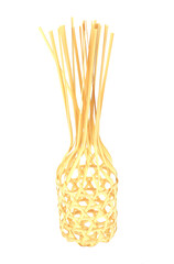 Wicker round bamboo basket isolated on white background