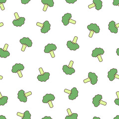 Seamless pattern with broccoli on a white background