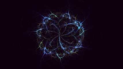 3D rendering abstract multicolor technology fractal light background