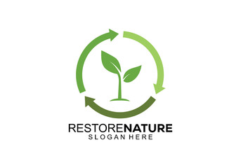 symbol restore nature simple creative logo design elegant.