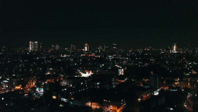 Aerial night shot of Mexico city