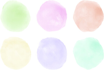 Hand drawn pastel watercolor  circle paint brush set Vector