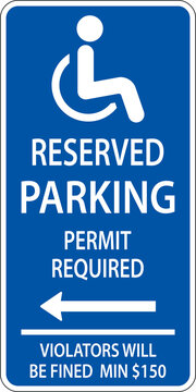 Handicap Parking Sign,Left Arrow Sign On White Background