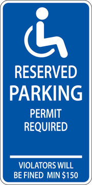 Handicap Parking Sign On White Background
