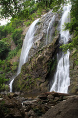 Fototapeta premium Khlong Lan Waterfall, a beautiful tourist attraction in Thailand