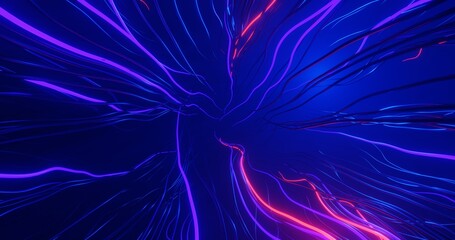 Abstract background wallpaper using light blue and red fiber wave design with 3D effect predominantly dark blue color which is 3D rendering in high quality and 4K size