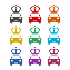 Car icon with crown color set