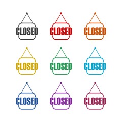 Hanging sign with text Closed icon color set