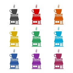 Coffee shop icon color set