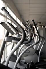 empty exercise equipment for cardio load in the gym