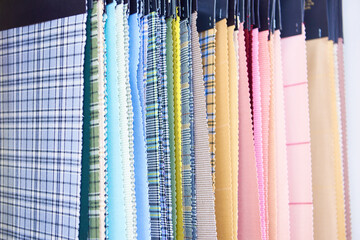 Samples of fabrics for tailoring