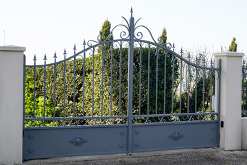 metallic grey classic portal home iron classical gray steel vintage metal steel house gate