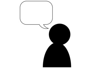 発言する人物のシルエットアイコン　左に吹き出し