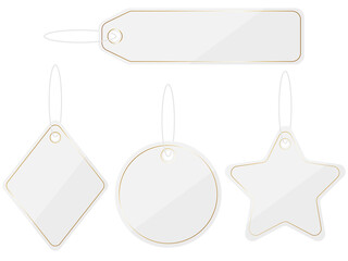 タグ風フレーム4種セット　ホワイト＆ゴールド