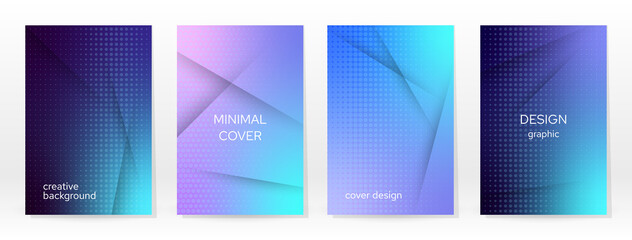 Fototapeta premium Minimal Poster. Pastel Soft. Blue Gradient Set.