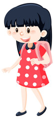 Female student cartoon character with backpack