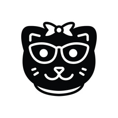 Black solid icon for kitty
