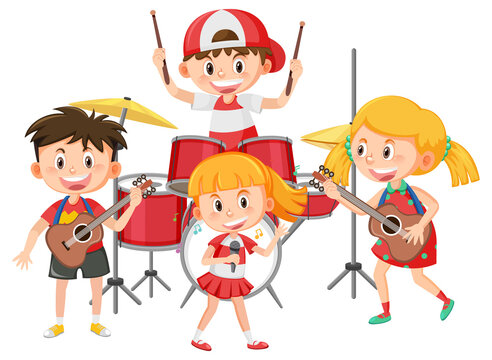 Group of children music band