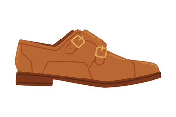 Brown Leather Man Shoe as Formal Footwear and Clothing Vector Illustration