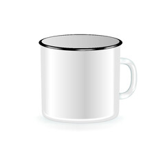 clean enamel mug isolated on a white background