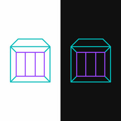 Line Carton cardboard box icon isolated on white and black background. Box, package, parcel sign. Delivery and packaging. Colorful outline concept. Vector