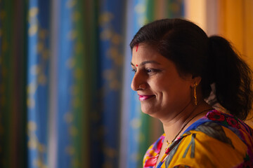 Close-up portrait of a middle aged housewife