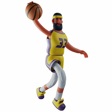 Talented 3D Basketball Athlete Cartoon Illustration playing a basketball