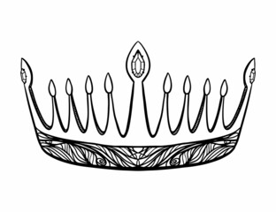 Hand drawn crown. Luxury crowns sketch, queen or king coronation doodle and majestic princess tiara. Monarchs queen diadem. Isolated vintage illustration symbol © Janna Mudrak