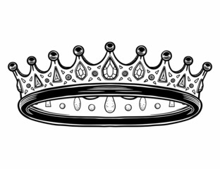 Hand drawn crown. Luxury crowns sketch, queen or king coronation doodle and majestic princess tiara. Monarchs queen diadem. Isolated vintage illustration symbol