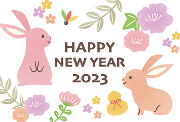 new year frame with rabbit 2023