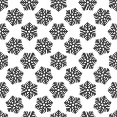 Vector Winter Snowflakes Seamless Pattern. Christmas hand drawn black snow print on white background. New year monochrome texture for print, wrapping paper, fabric design, gift, backgrounds, textile