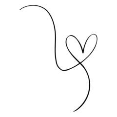 Heart background valentine day design, one line draw vector illustration.